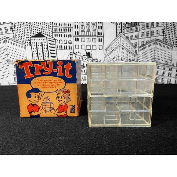 Vintage 1960 TRY IT! Milton Bradley Puzzle Cube Marble Skill Game ORIGINAL BOX! - Picture 12 of 15